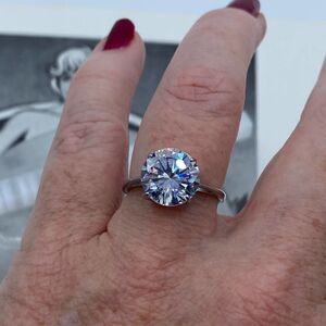 Stainless Steel Round Solitaire CZ Ring Engagement Ring Sizes 5-10